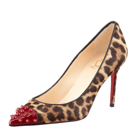 NEW Christian Louboutin Geo Spike-Toe Leopard Calf Hair Pump, 35.5 - Picture 1 of 3